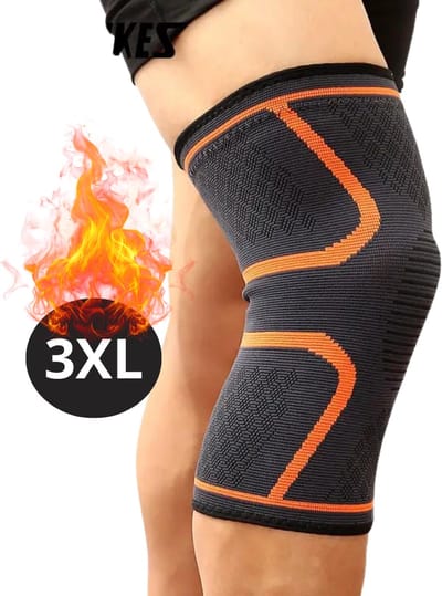 Nivard Kniebrace - Sportbrace Knie - Knee Sleeves - Knee Sleeves Powerlifting - Compressie Knie Brace - Knee Wraps - Knee Support - Dames - Heren - Comfortabel - Oranje - Maat XXXL