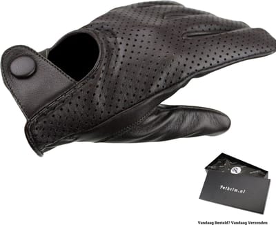 Leren handschoenen Heren - Retro Mesh - Leren Handschoenen Dames - Gemaakt van echt Lamsleer - Unisex - Donker bruin - Maat S