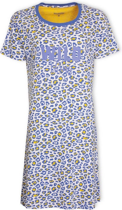 Irresistible Dames Nachthemd - Katoen - Ronde Hals - Blauw - Maat XL