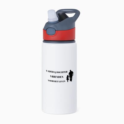 Hacebo® - vader en dochter vrienden voor het leven waterfles met rietje rood - vader/dochter - vader cadeautjes - vaderdag - verjaardag - geschenk - kado - vader artikelen - dochter artikelen - dochter verjaardag - water fles - 650ML