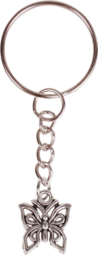 Sleutelhanger - Hangertje Vlinder zilverkleurig 1,2cm