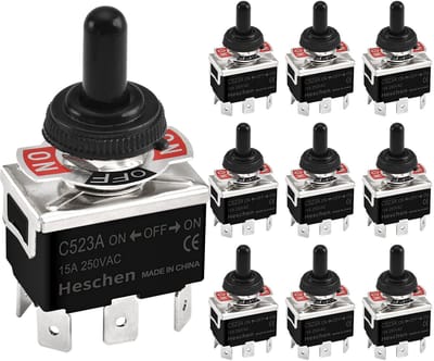 Store_7 - Metalen tuimelschakelaar - Waterdicht - 15A 250VAC - Continu licht - 3 posities - Geschikt voor verschillende toepassingen - HSC-5