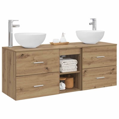 vidaXL - Badkamerkast - set - 3 - st - Artisanaal - eiken - 129 - x - 35 - x - 80 - cm