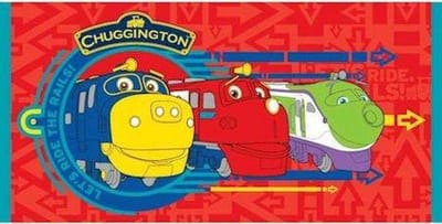 Chuggington - Strandlaken - Badlaken - Badhanddoek - 140x70 Cm - 100% Katoen - Rood.