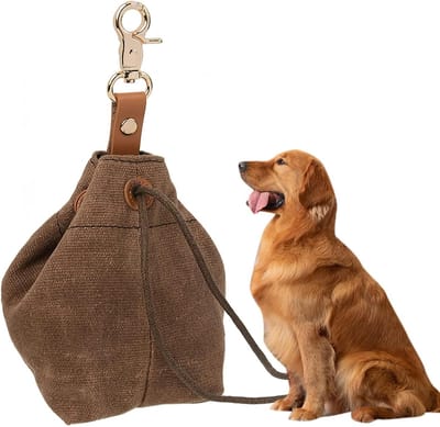 Honden Snacktas met Clipgesp, Ideaal voor Wandelen en Voeden, Draagbare Hondenvoer- en Speelgoedopslag, Bruin