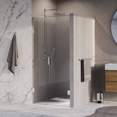 Brauer Void - Nisdeur - 2-Delig - Helder Glas - 100 x 200 cm - Omkeerbaar - met Draaideur 60 cm - Aan Muur - incl. Glascoating - Chroom