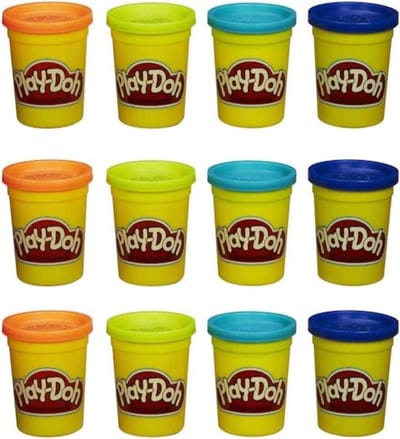 Play-Doh12 potjes klei - 1344 gram - blauw/oranje/aqua/geel