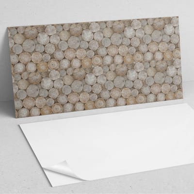 Coloray Wandpanelen Zelfklevend - Patroon met houten cirkels PVC Wandpaneel - 100 cm x 50 cm - Beige Wandbekleding Zelfklevend - 1 stuk - Texturen Wandpanelen Zelfklevend - Wandbord Keuken - Wandpaneel Badkamer