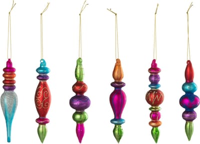J-Line kerstbal - glas - mix - doos van 6