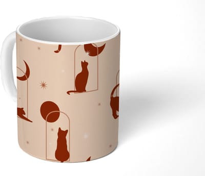 Mok - Koffiemok - Kat - Sterren - Patronen - Mokken - 350 ML - Beker - Koffiemokken - Theemok