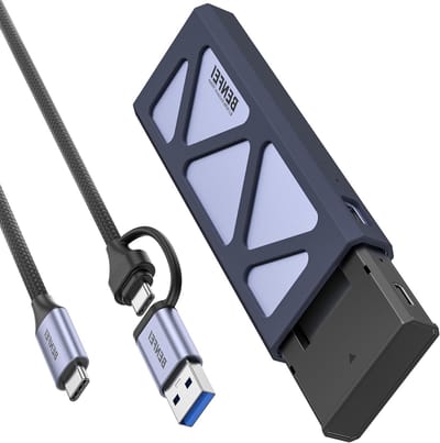 M.2 NVME SSD behuizing zonder gereedschap, USB C adapter (10Gbps) met 10s stroomuitvalbescherming, geschikt voor NVME M en B&M sleutels 2230/2242