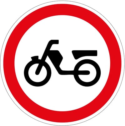 Gesloten voor bromfietsen bord - C13 | gecoat dibond materiaal | 10 cm