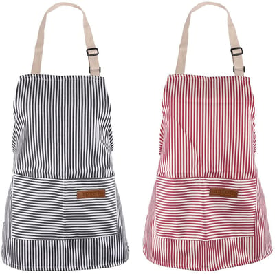 Dailygoods- Kinderschort 2 Stuks - Verstelbaar - Polyester/Katoen - Geschikt voor 2-6 Jaar - Rood/Blauw - Met 2 Zakken - Kookschort