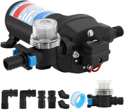 Automatische waterpomp 12V - 40 psi, zelfaanzuigend en overbelastingsbeveiliging voor caravan, boot en tuinirrigatie