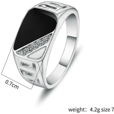 Bague classique en titane et acier inoxydable pour homme, bijou en strass, couleur or/argent, émail noir, taille 5-12 6 black