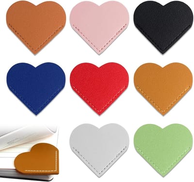 Set van 8 Hartvormige Lederen Boekenleggers, Retro Pagina Markers, Ideale Leestools voor Boekenliefhebbers en Boekwormen, Perfecte Accessoires voor Lezen en Organiseren
