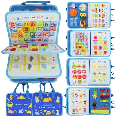 Joyage Busy Board Montessori Speelgoed meisjes - Sensorisch Speelgoed 3 jaar activiteitenboek - Educatief speelgoed 1 jaar 2 jaar Motoriek Speelgoed voor in de auto onderweg – Reisspeelgoed Peuter speelgoed 4 jaar voor op reis - Busy book