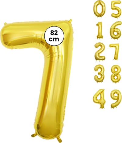 Fienosa Cijfer Ballonnen - Nummer 7 - Goud Kleur - 82 cm - XL Groot - Helium Ballon - Verjaardag Ballon - Verjaardag versiering - Leeftijd verjaardag - Verjaardagsballon - Verjaardag