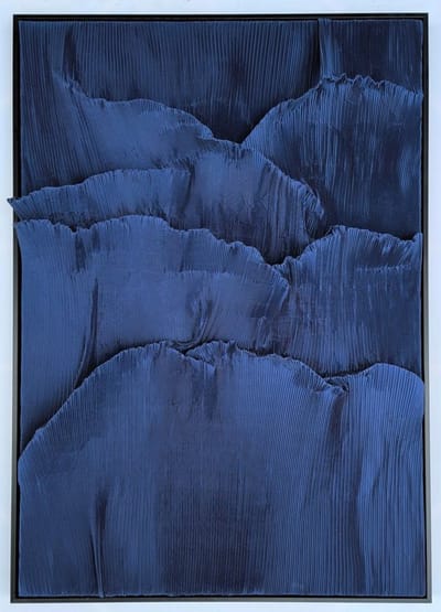 Ter Halle - Schilderij - 3D Wanddecoraties - BlauweBlauwe Abstracte Vegen - 83x123cm