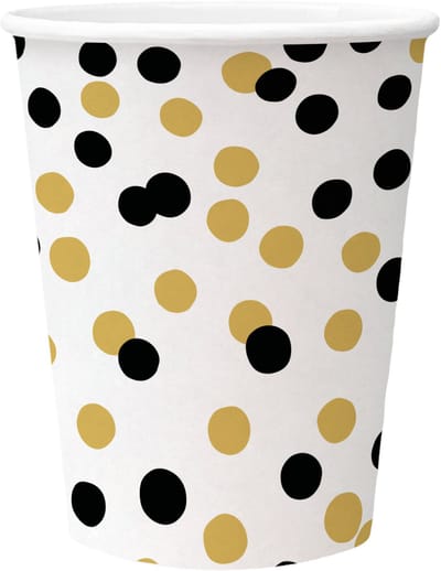 PAW - Papieren bekers - Confetti Gold-black