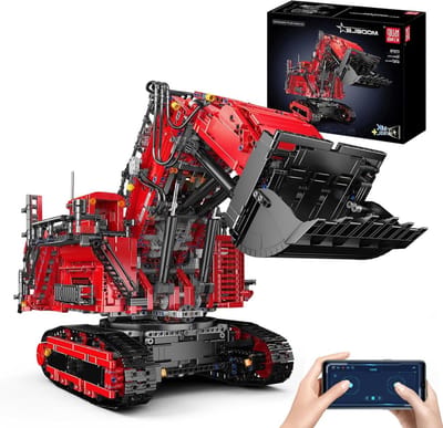 MOULD KING 17071 Graafmachine Kraan voor LTM 11200 Crawler met 6 Motoren, Technologie Afstandsbediening Kraan Model met App, Mobiele Kraan Truck Klemblokken Kit (Rode Versie)