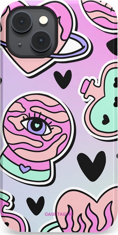 Casetastic Hoesje Geschikt voor Apple iPhone 14 Magsafe - Stijlvolle Beschermende Duo-layer Case - Pastel Popart
