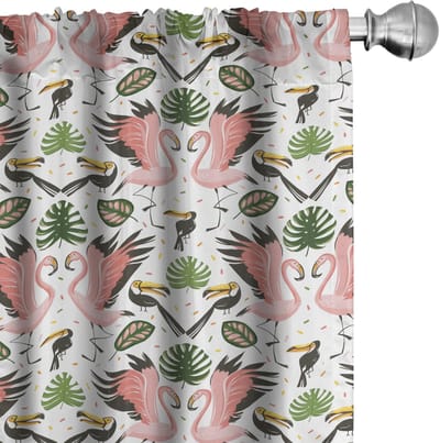 ABAKUHAUS – Boho Flamingo Voorhangen – 2x75x225 cm – Microvezel