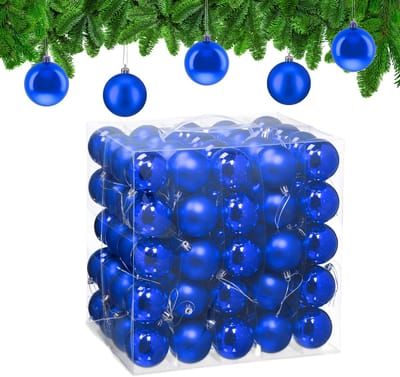 kerstballen set van 100 - Ø 6 cm - glanzend - mat - kunststof - blauw