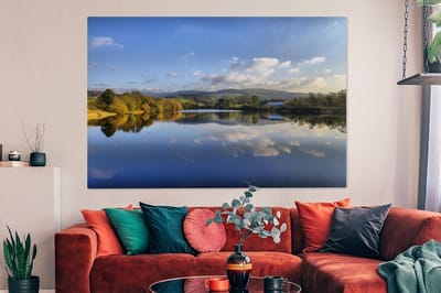 Canvas schilderij 150x100 cm - Wanddecoratie Reflectie van het Nationaal park Peak District in kalm water - Muurdecoratie woonkamer - Slaapkamer decoratie - Kamer accessoires - Schilderijen