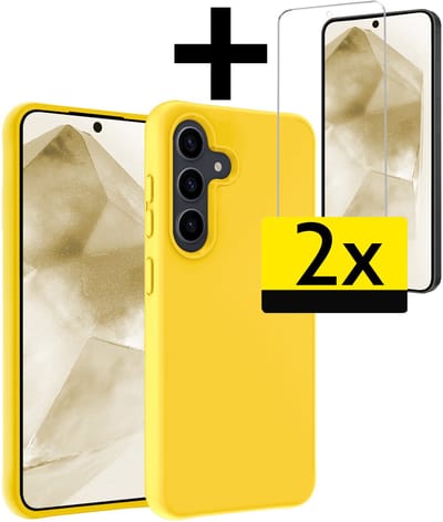 Hoesje - Met 2x Screenprotector - Geschikt voor Samsung Galaxy A56 - Sterk & Shockproof - Back Cover - Siliconen Case - Telefoon Hoes - Telefoonhoesjes - Geel