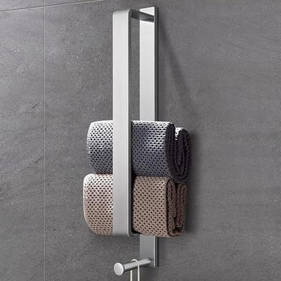 Famanu - Handdoekstang Zonder Boren, Zelfklevend Handdoekstang Gastengreep Roestvrij Staal Zilver 43.5cm met Haak Voor Badkamer Keuken