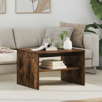 vidaXL - Salontafel - Rook - Eiken - 60 - x - 50 - x - 40 - cm - Bewerkt - hout