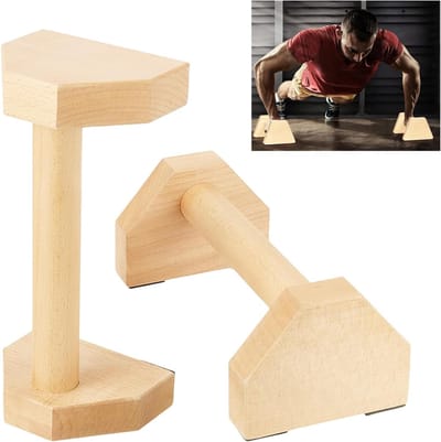 Houten Push Up Grips - Antislip Handvatten voor Yoga, Handstand en Fitness (2 Stuks, 25 cm)