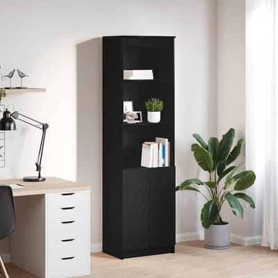 vidaXL - Highboard - 50x35x180 - cm - spaanplaat - zwart - eikenkleurig