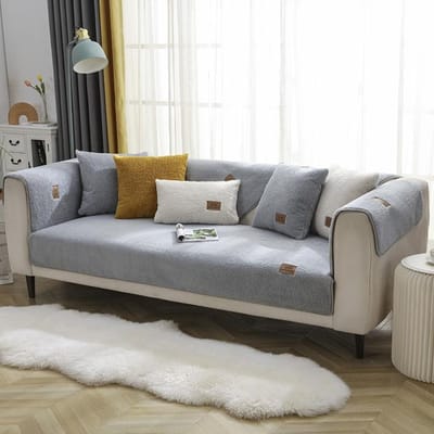 Pluche Bankhoes Superzacht Wasbaar Bankdekens Voor Woonkamer Antislip Modulaire Bankhoezen Verschillende Maten Woondecoratie pillow case 30x50cm gray