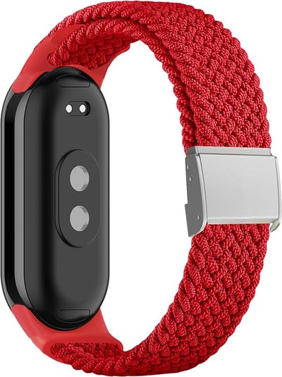 By Qubix - Braided nylon bandje - Rood - Geschikt voor Xiaomi Smart Band 8 / 9 / 10
