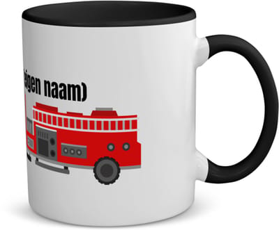 Akyol - brandweerwagen Spaarpot - Brandweer - iemand die werkt bij de brandweer - met eigen naam - leuk cadeau voor iemand die bij de brandweer werkt - cadeau - kado - 350 ML inhoud