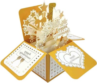 Pop-up wenskaart voor 1-jarig huwelijksjubileum, 3D cadeau voor hem of haar, uniek trouwcadeau voor stellen, romantisch geschenk voor echtgenoten
