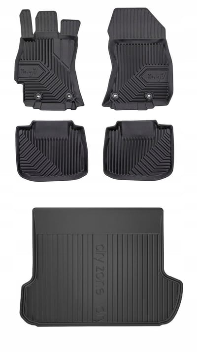 FROGUM - Voordeelset No.77 & DRY ZONE - Geschikt voor SUBARU Outback V Kombi (2014-2019) - Rubberen matten + Kofferbakmat - Zwart