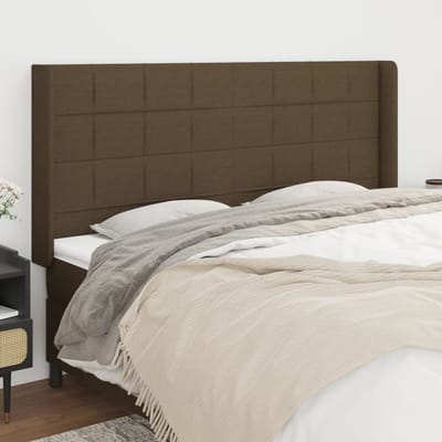 vidaXL - Hoofdbord - met - randen - 203x16x118/128 - cm - stof - donkerbruin
