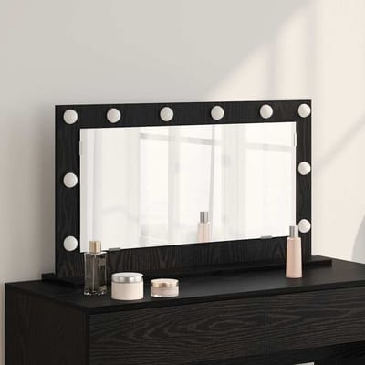 vidaXL - Make-up - Spiegel - Zwart - Eiken - 80 - x - 45 - x - 18 - cm - Rechthoekig