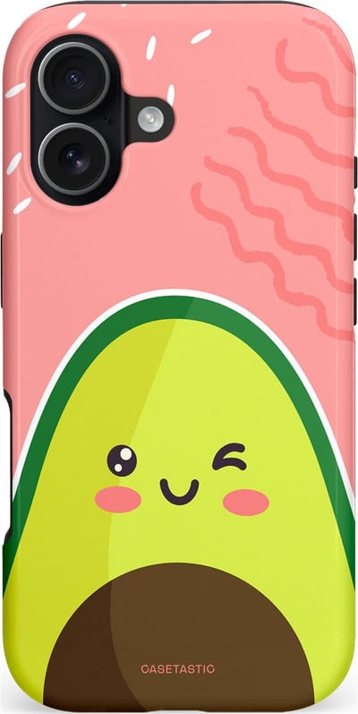 Casetastic hoesje geschikt voor Apple iPhone 17 - MagSafe - Dubbellaagse bescherming - Avocado Vibes - Fashion Case - Perzik Geel Donkergrijs Koraal