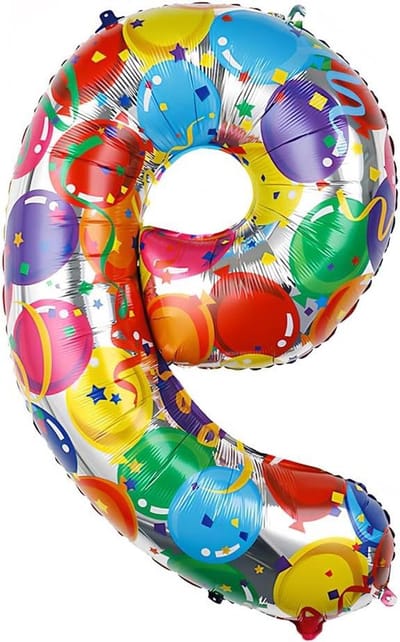 Folieballon Cijfer 9 - XXL Ballon Cijfer - Verjaardag Versieren - Zelfsluitende Klep - 40 Inch - Multicolor