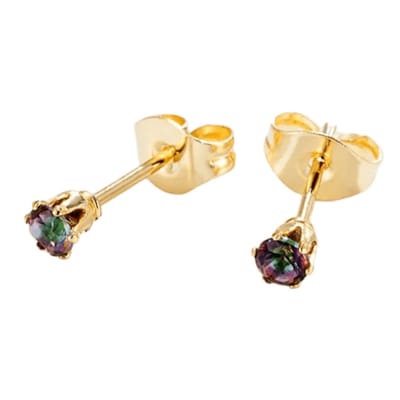 Aramat Jewels | Oorbellen | RVS zirkonia oorbellen multicolor en goudkleur | 3mm | | | Staal | Kinderen, Volwassenen | Verkleurd niet