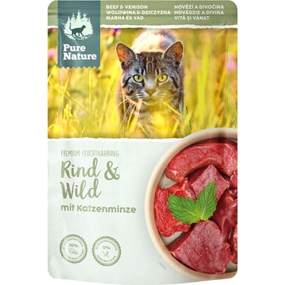 12x 85g Pure Nature Feline Rund & Wild Nat Kattenvoer