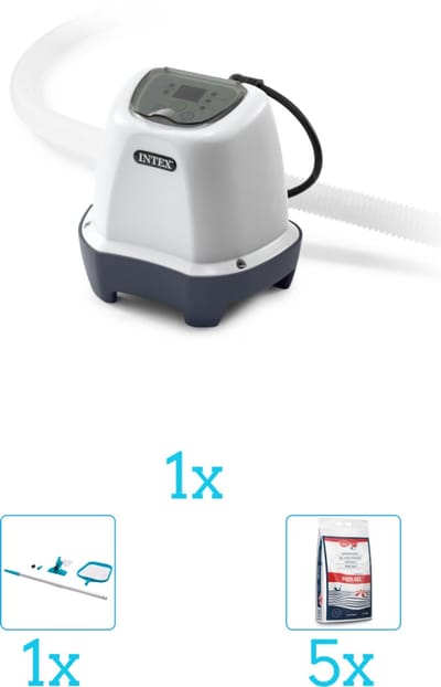 Intex QS200 zoutwatersysteem - Zwembaden tot 8.327 liter inclusief Zwembadzout (5 stuks) en Schoonmaakset