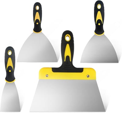 4 -delige behangschraperset, verfvuller en plamuurmesjes-2, 4, 6, 8inch | roestvrijstalen metalen muurvullers en verfverwijderaars voor muren, doe-het-zelf decoratie, stucwerk