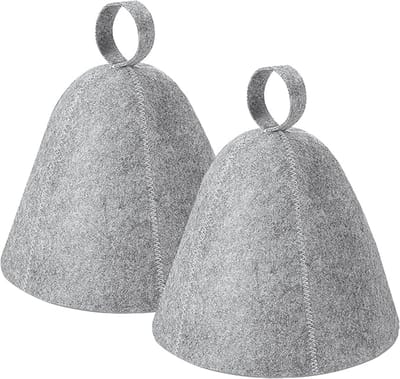 Set van 2 Sauna Hoeden voor Mannen van Grijs Vilt - Traditionele Bescherming tegen Hitte, Wellness Accessoire voor Banya en Douche