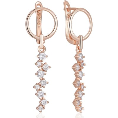 Glanzende Natuurlijke Zirconia Lange Hangende Oorbellen Voor Vrouwen Trend Rose Goud Kleur Fijne Bruiloftssieraden Kristallen Cadeau white