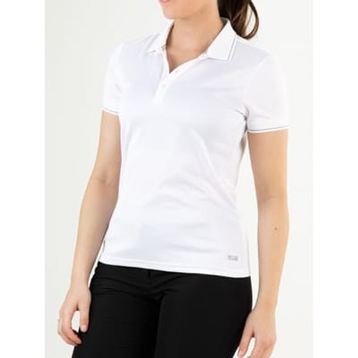 Sjeng Sports PERTH Dames Tennis Polo Wit Gestreept Pique Korte Mouwen Knoopsluiting Tijdloos Shirt Sportief Casual Sjeng Sports PERTH Dames Tennis